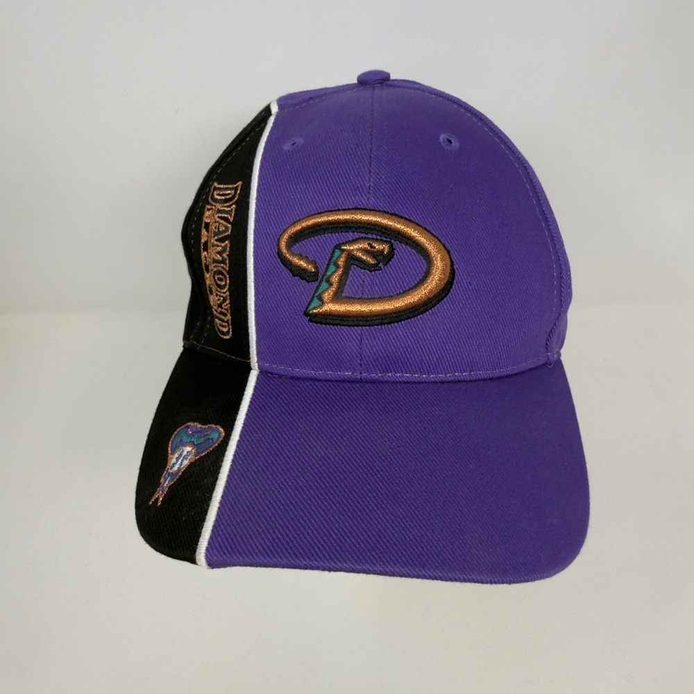 Rare Arizona Diamondbacks Baseball Hat Purple Black Embroidered Logo Strap Back
